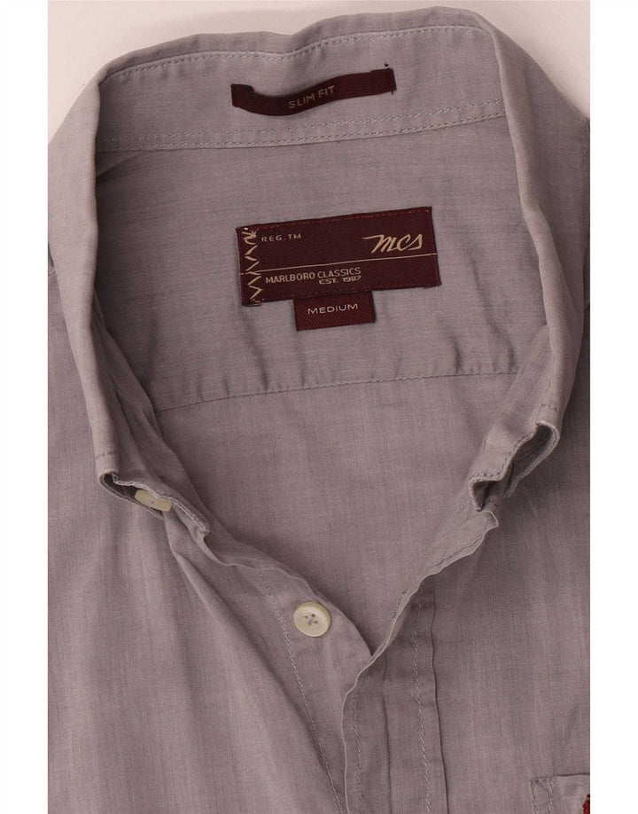 Camicia slim fit da uomo Marlboro Classics grigio medio
