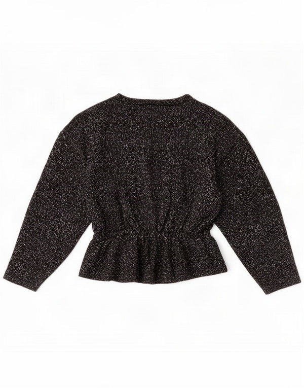 Maglione vintage da donna con scollo a barchetta UK 14 medio nero screziato