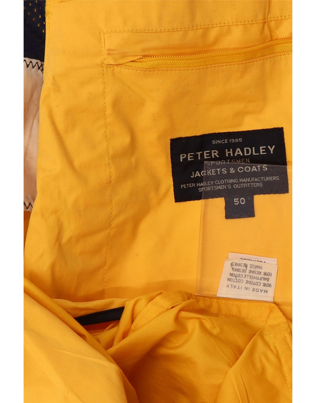Giacca da uomo Peter Hadley IT 50 Large in cotone giallo