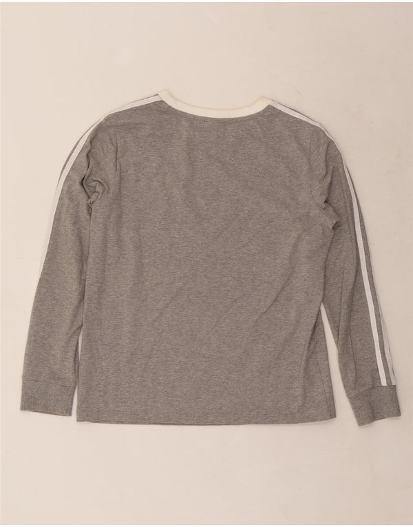 Top Adidas da donna a maniche lunghe UK 12 in cotone chiazzato grigio medio