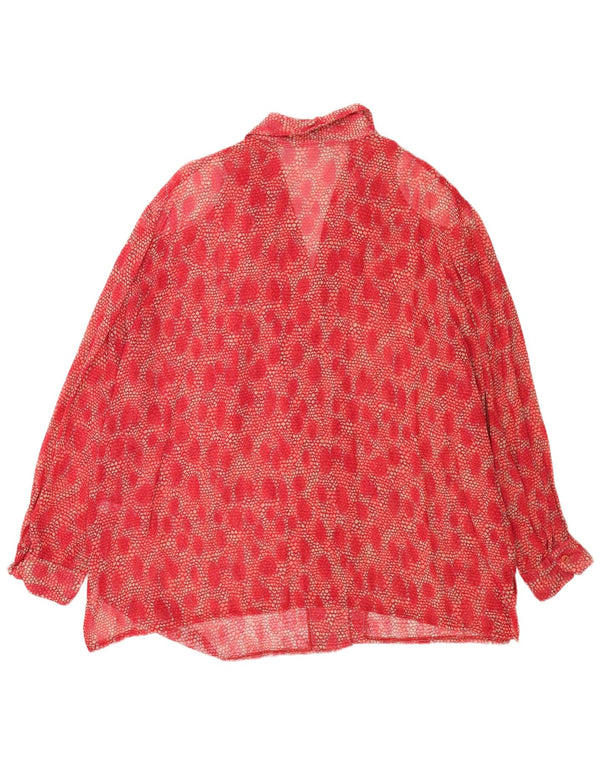 Camicetta camicia vintage da donna UK 26 5XL Viscosa floreale rossa