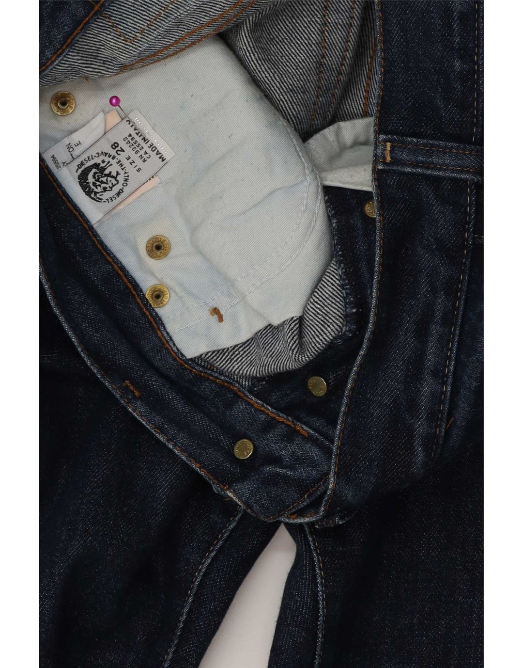 Jeans dritti da uomo Diesel W28 L28 in cotone blu navy