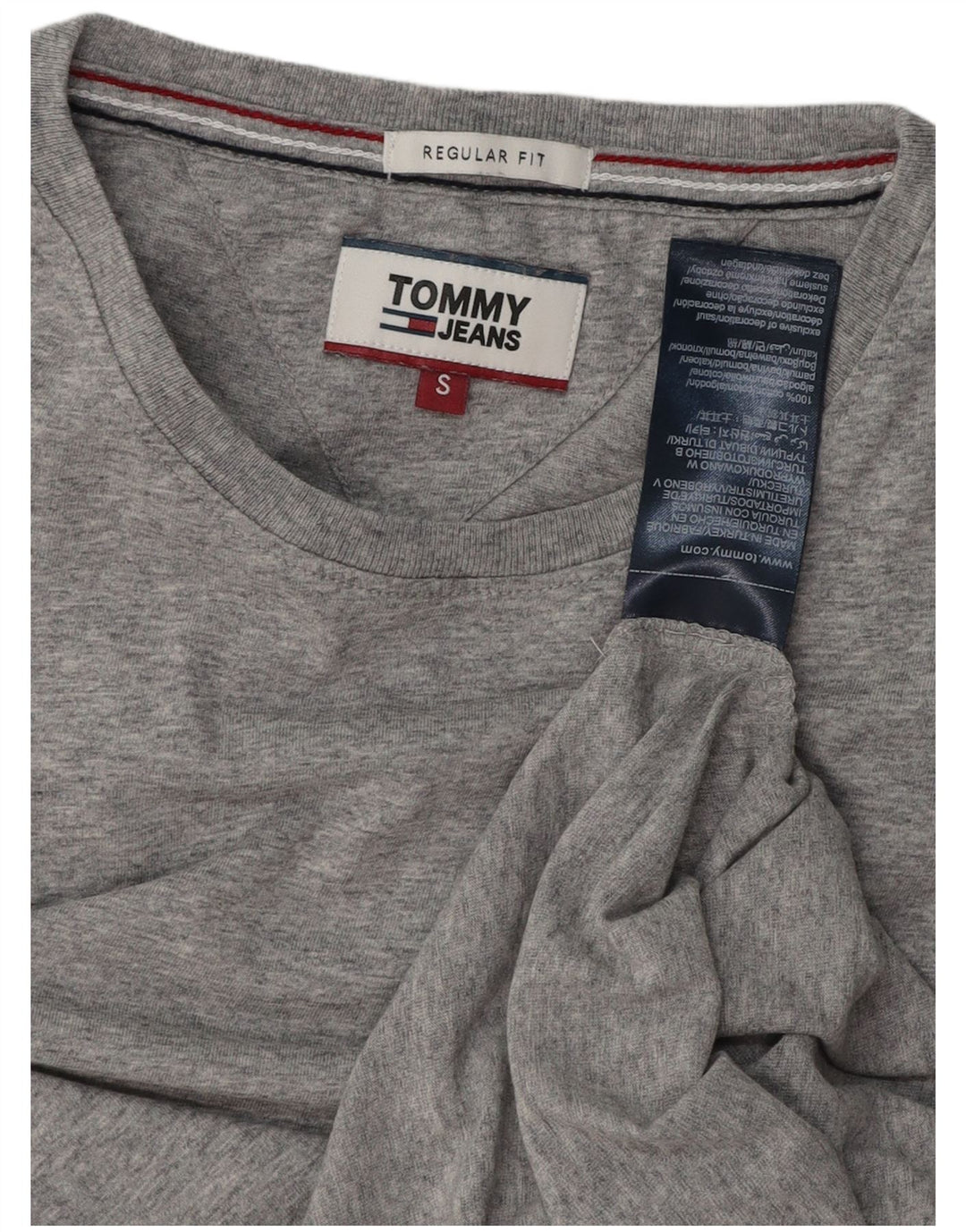 TOMMY HILFIGER T-shirt da uomo vestibilità regolare Top Small in cotone grigio