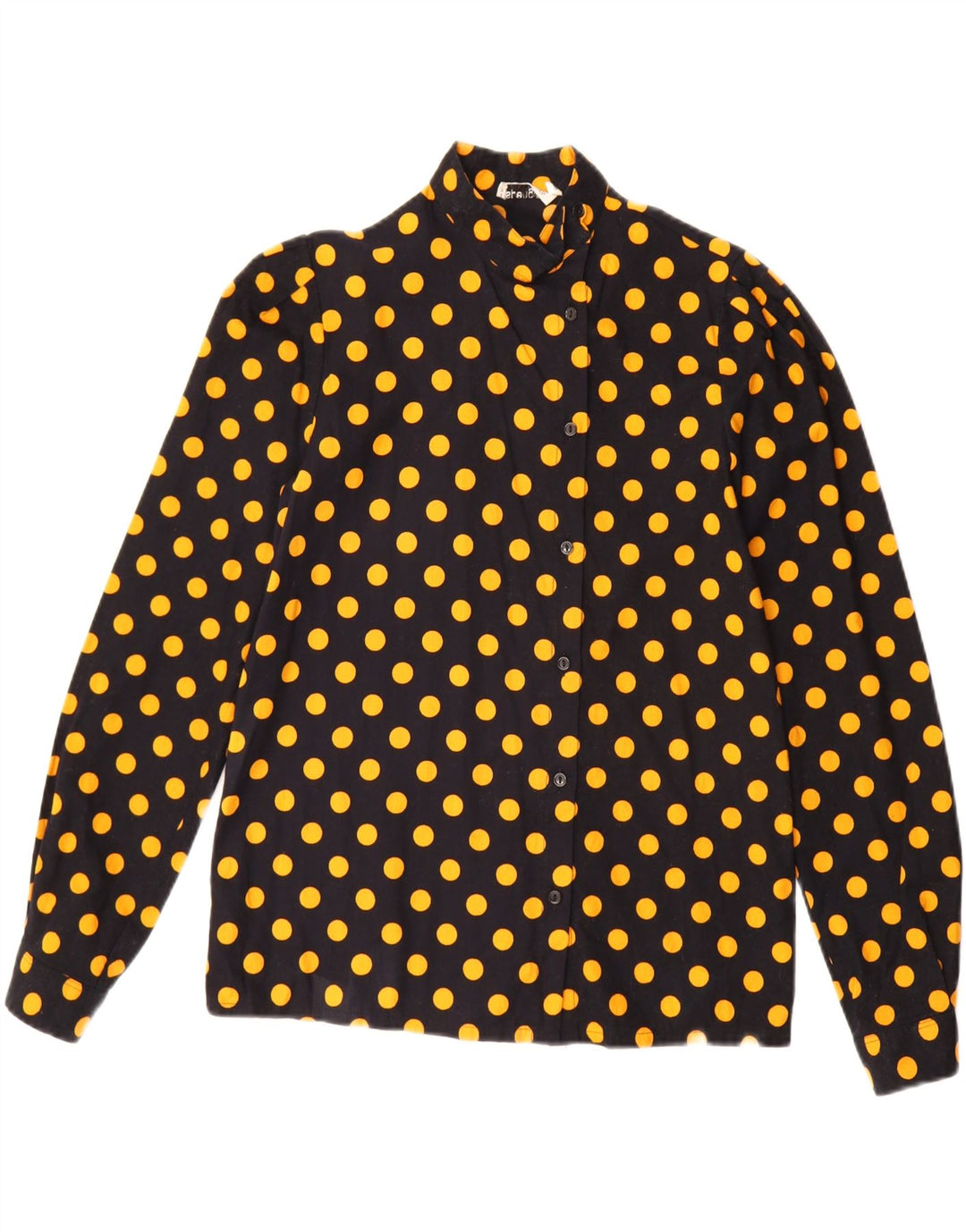 Camicetta camicia vintage da donna EU 38 cotone medio a pois nero