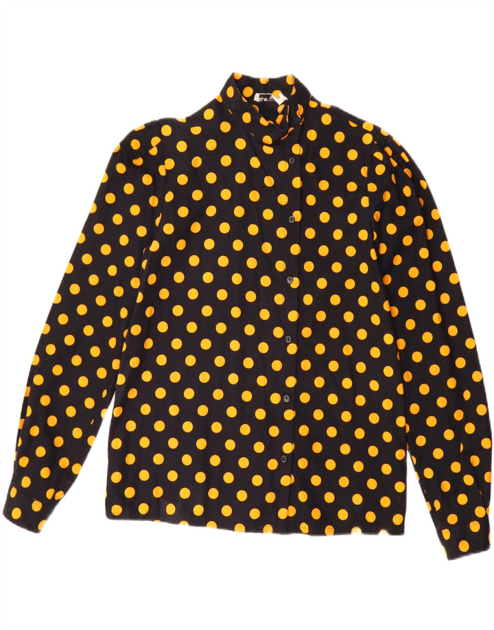 Camicetta camicia vintage da donna EU 38 cotone medio a pois nero