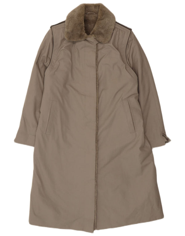 Cappotto Sherpa da donna vintage UK 16 grande poliestere grigio