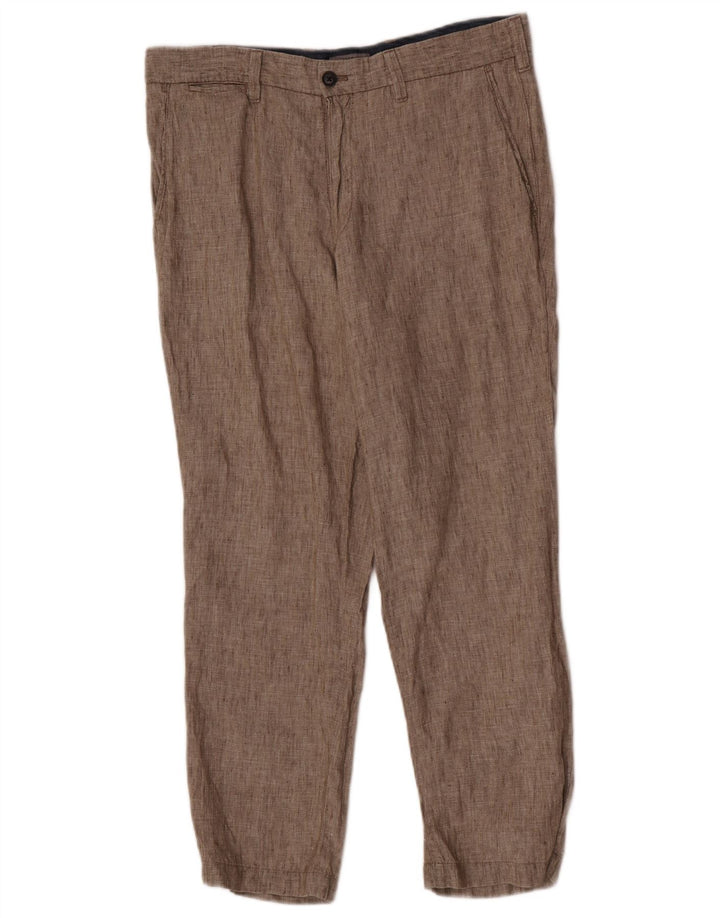 Pantaloni chino sartoriali da uomo Marks & Spencer W34 L29 Lino beige