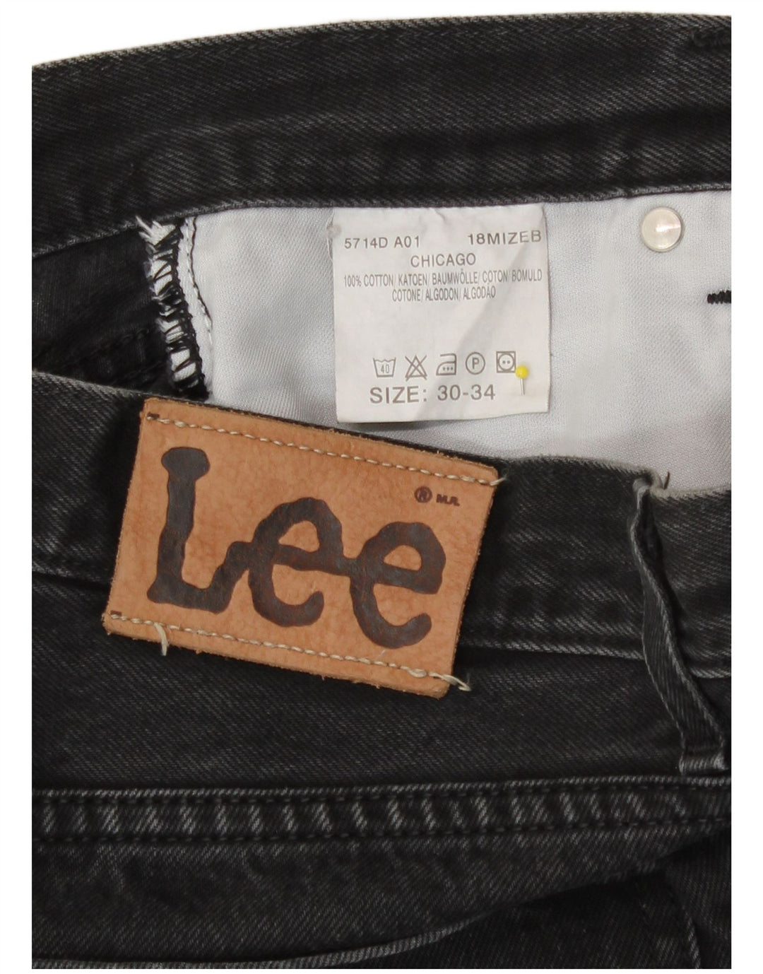 Jeans dritti Chicago da uomo Lee W30 L34 cotone nero