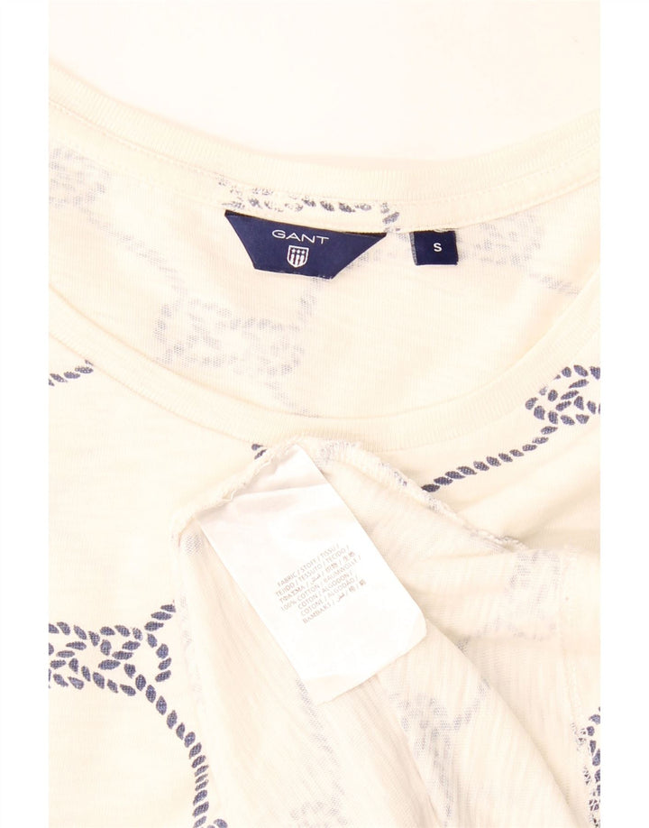 GANT T-shirt da donna con motivo astratto Top UK 10 piccola in cotone bianco