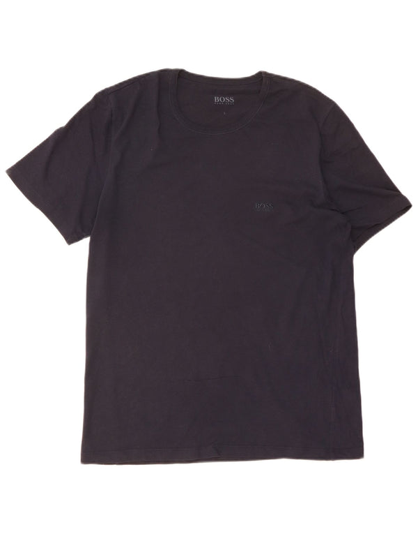 T-shirt da uomo Hugo Boss Top Large in cotone blu navy