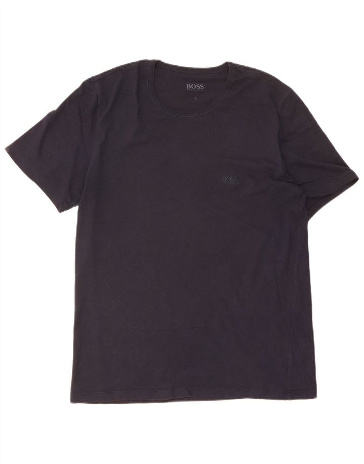 T-shirt da uomo Hugo Boss Top Large in cotone blu navy