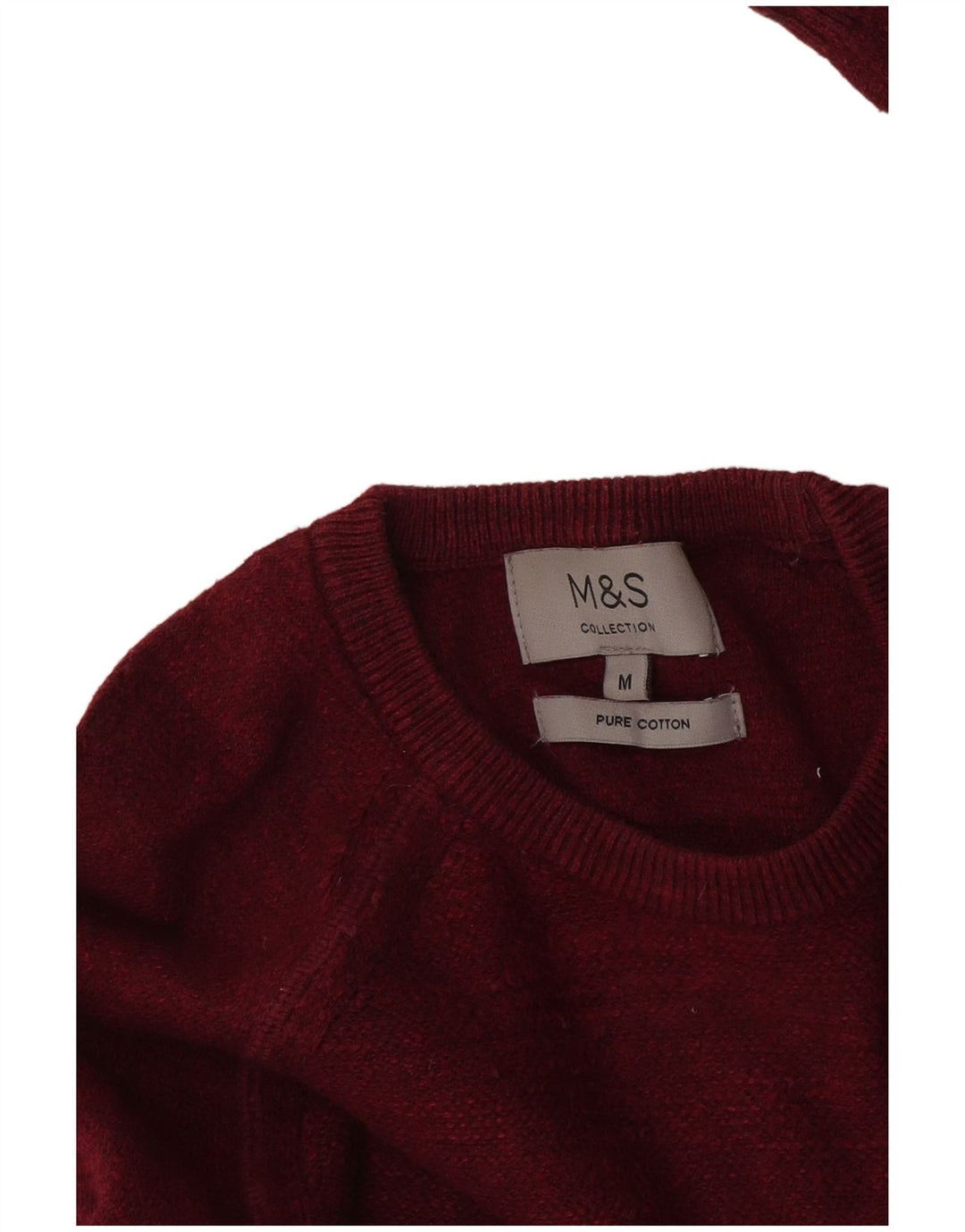 Maglione maglione girocollo da uomo Marks & Spencer in cotone bordeaux medio