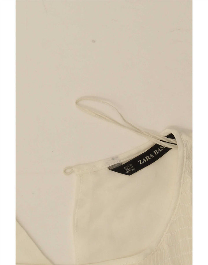 Top in camicetta senza maniche da donna Zara UK 14 medio bianco sporco
