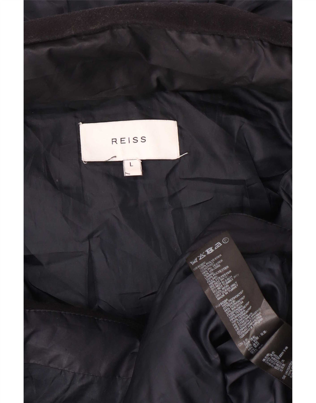 Giacca imbottita con cappuccio da uomo Reiss UK 40 Large in poliestere color block blu navy