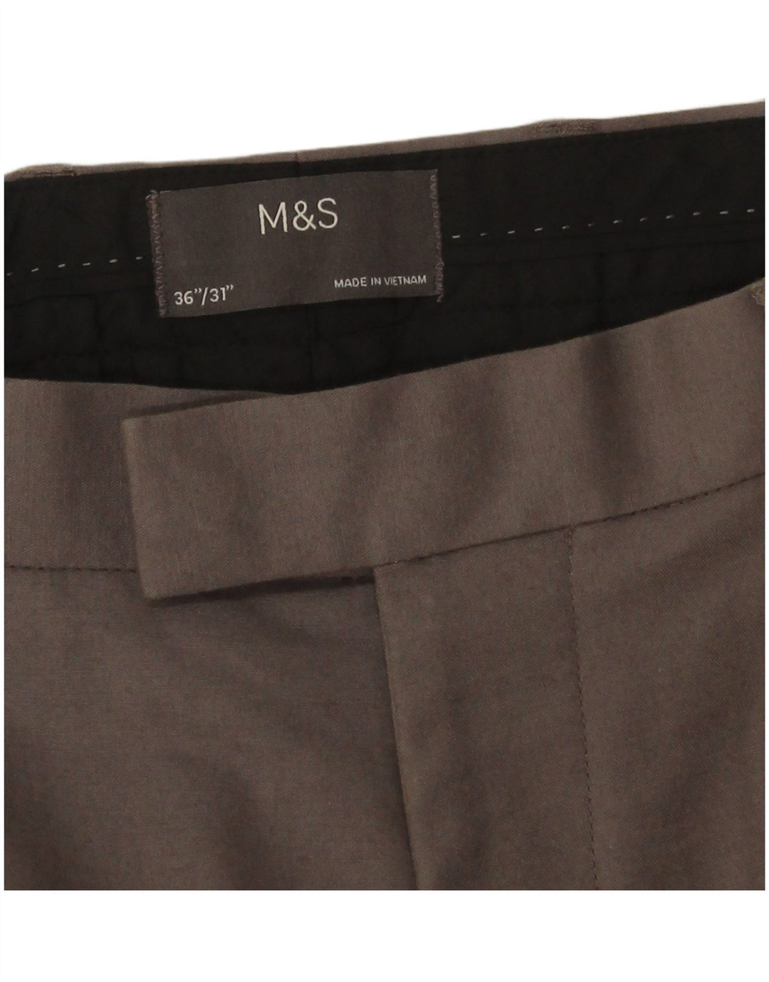 Pantaloni da abito dritti da uomo Marks & Spencer W36 L31 cotone grigio