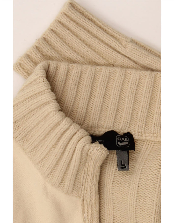 Maglione cardigan da donna Gas UK 16 grande lana beige