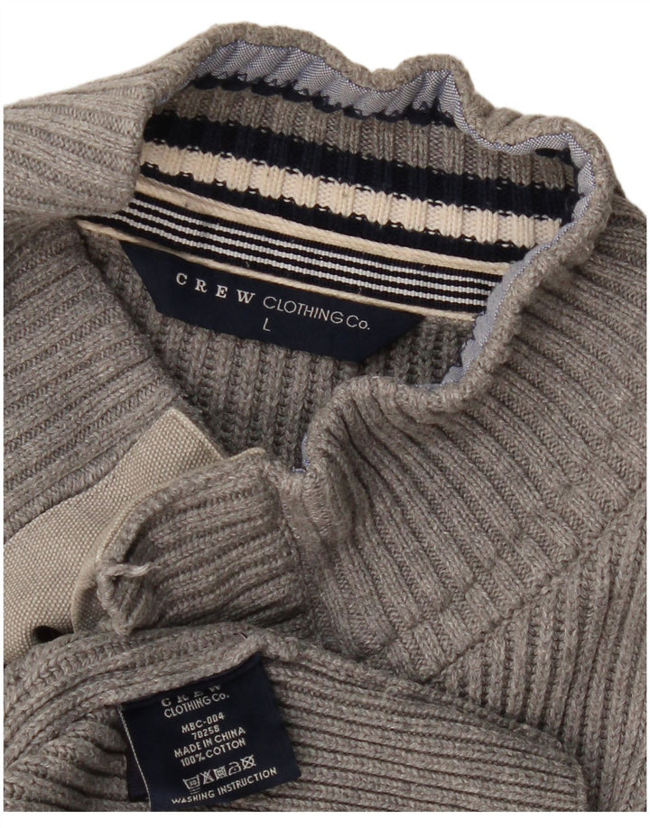 CREW CLOTHING Maglione da uomo con collo a bottoni grande cotone grigio