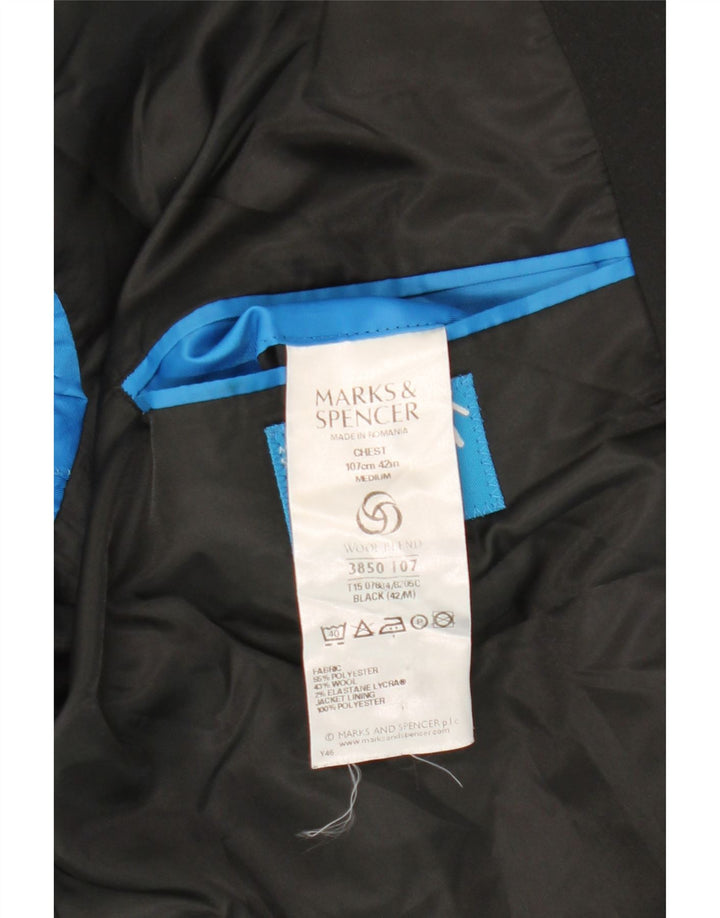 Giacca blazer a 2 bottoni Marks & Spencer da uomo UK 42 grande poliestere nero