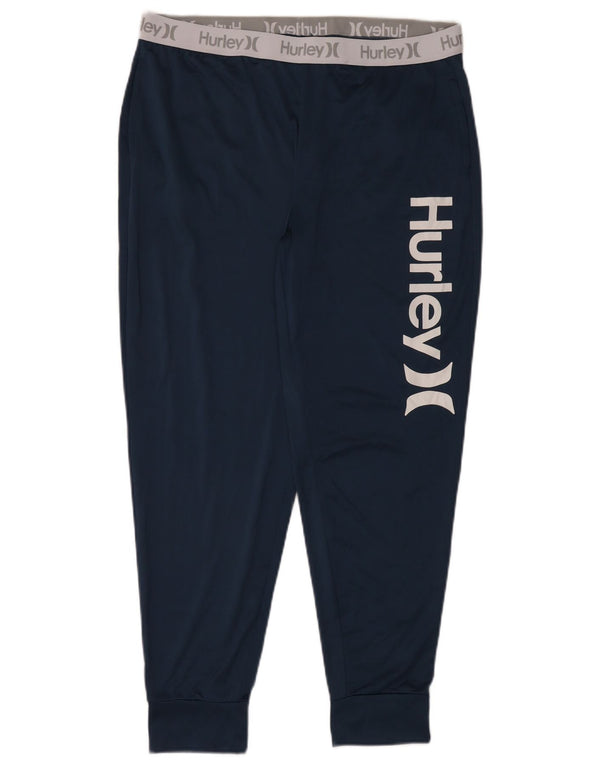 Pantaloni da tuta con grafica Hurley da donna Joggers UK 16 Large Blu Navy