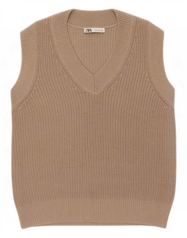 Canotta oversize da donna Zara UK 10 piccola in acrilico kaki