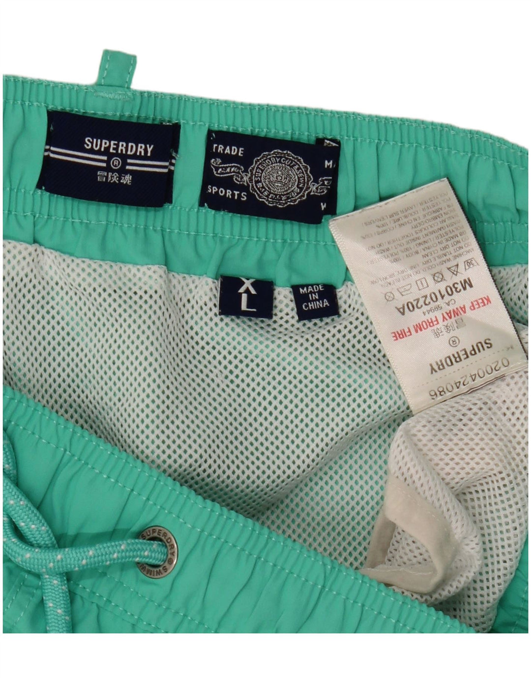 Pantaloncini da bagno grafici da uomo Superdry XL verde poliestere