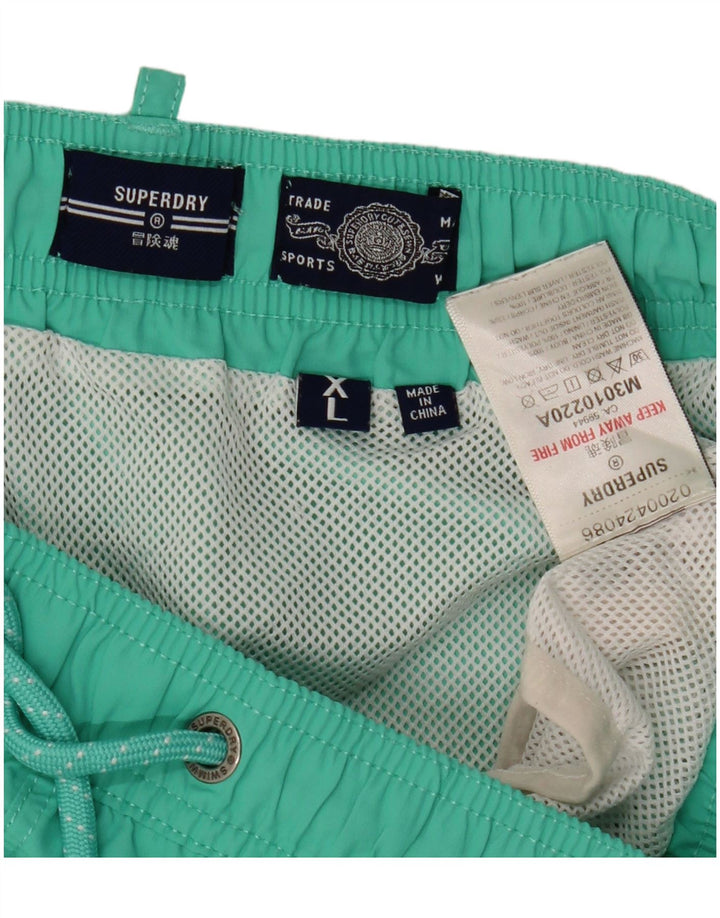 Pantaloncini da bagno grafici da uomo Superdry XL verde poliestere