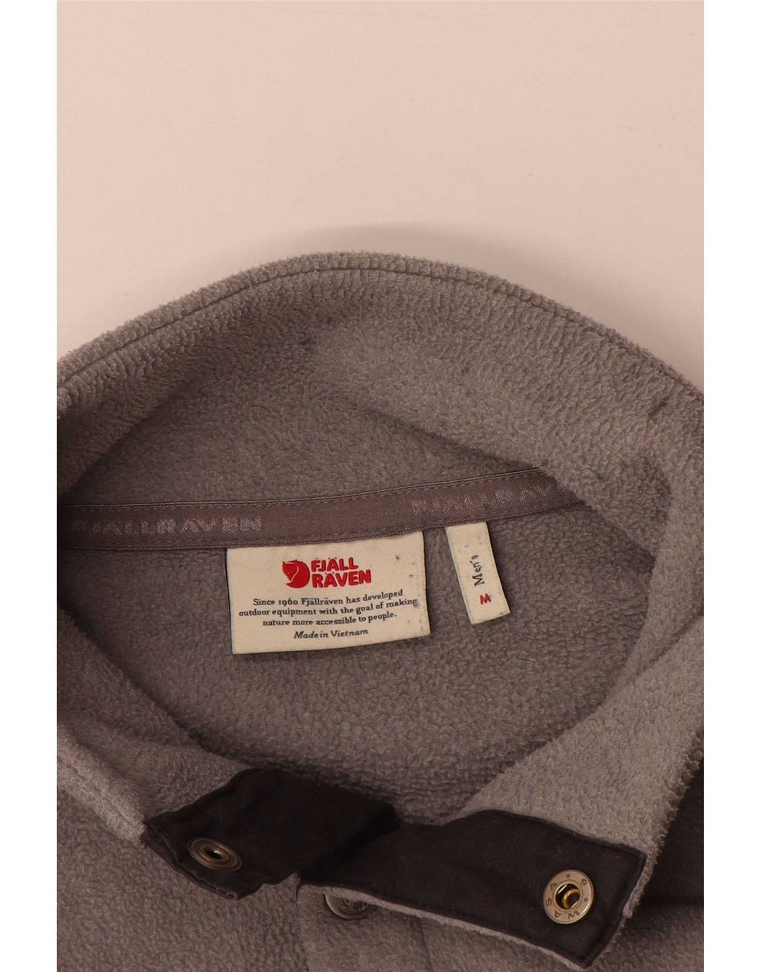 Maglione in pile da uomo Fjall Raven con bottone e collo grigio medio