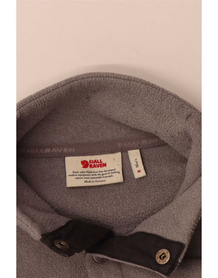 Maglione in pile da uomo Fjall Raven con bottone e collo grigio medio