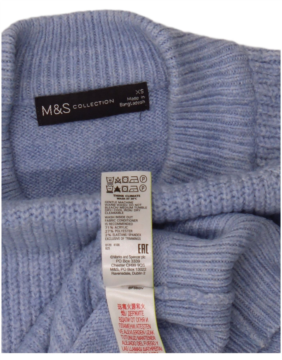 Maglione maglione oversize con collo dolcevita da donna Marks & Spencer UK 6 XS Blu