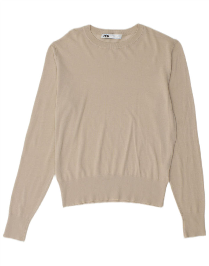 Maglione maglione con scollo a barca da donna Zara UK 10 piccolo beige