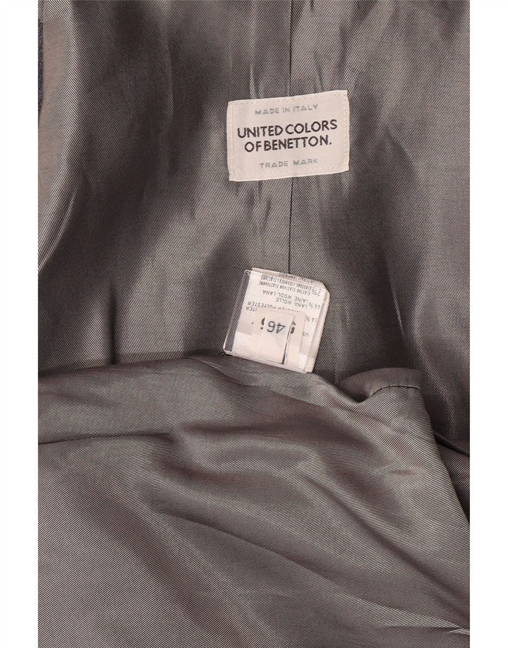 BENETTON Womens 3 Button Blazer Jacket IT 46 Large Grey Polyester