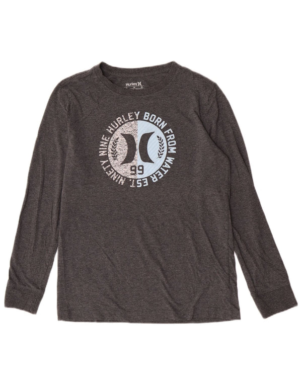 Top grafico Hurley da bambino a maniche lunghe 13-14 anni XL in cotone grigio