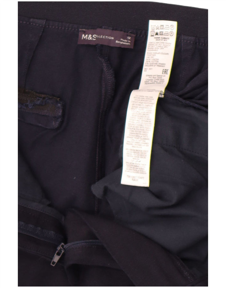 Pantaloni da abito da donna Marks & Spencer UK 12 Medium W30 L26 Blu Navy