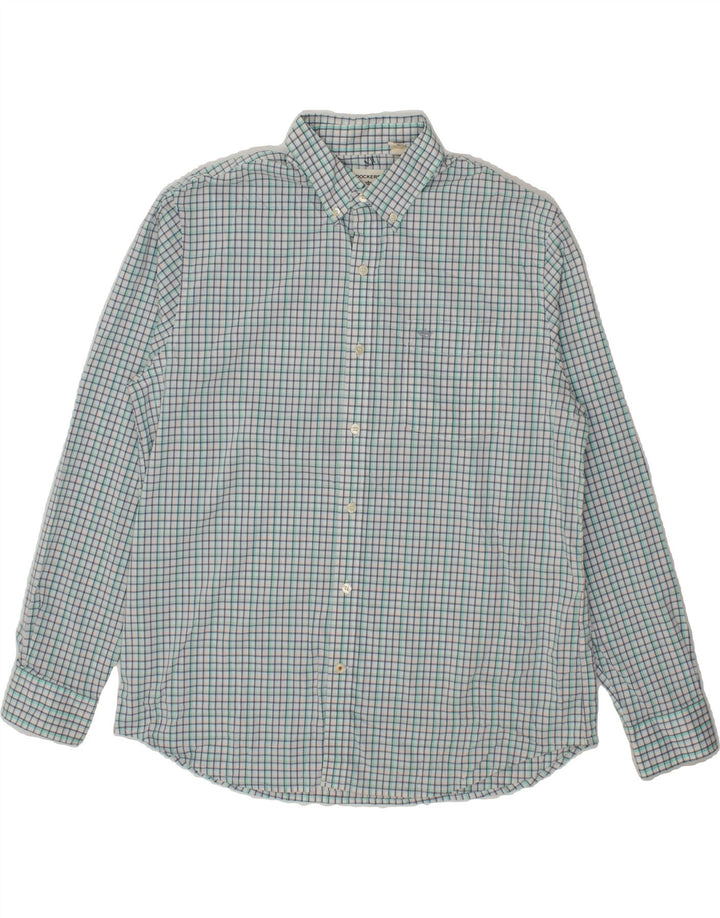 DOCKERS Mens Shirt Large Turquoise Check Cotton Vintage Dockers and Second-Hand Dockers from Messina Hembry 