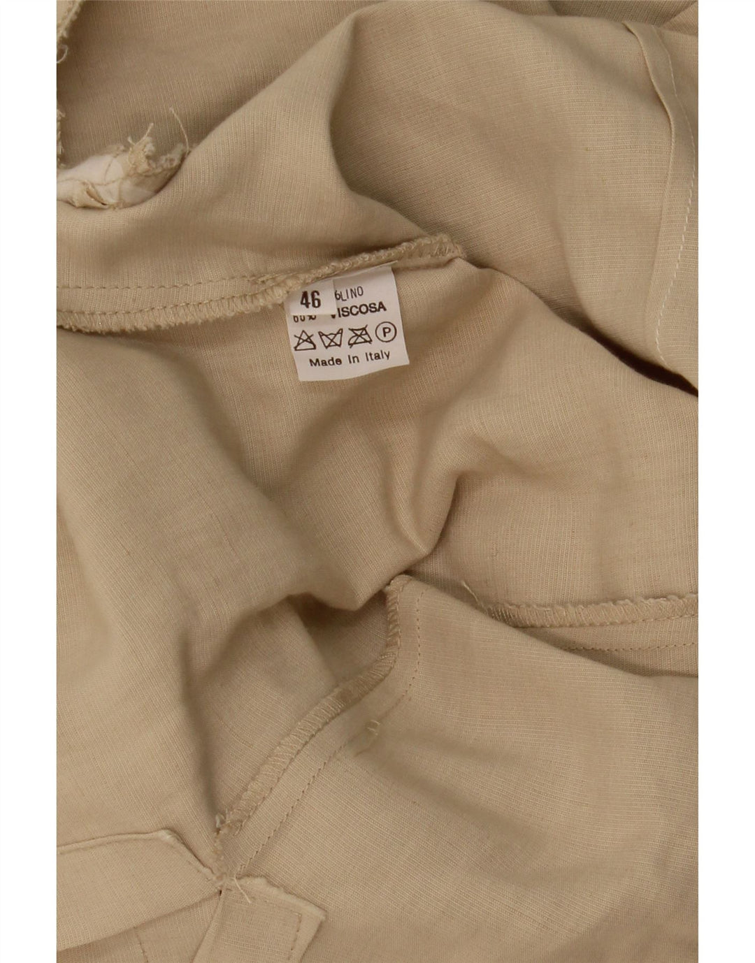 Giacca blazer a 3 bottoni manica corta da donna VINTAGE IT 46 Large Beige