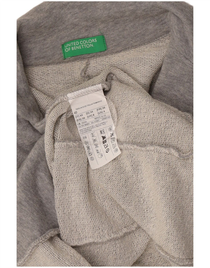 Giacca blazer da donna a 1 bottone Benetton UK 8 piccola in cotone grigio