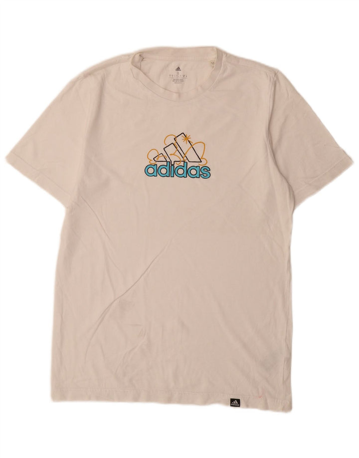 T-shirt grafica da uomo Adidas Top piccola in cotone bianco