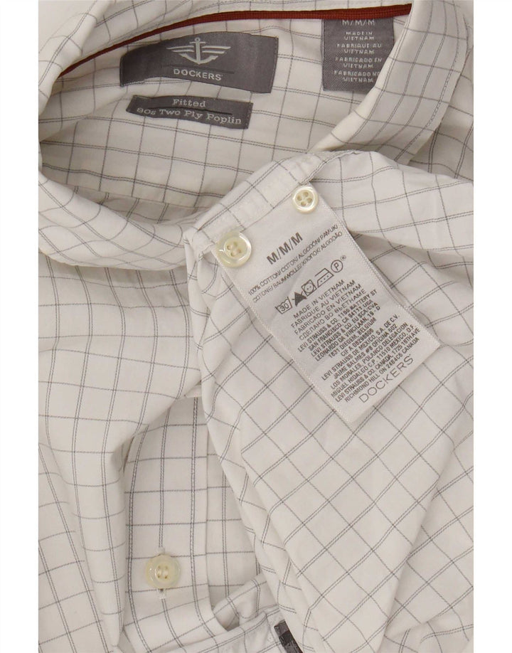 Camicia aderente da uomo Dockers in cotone a quadri bianco medio