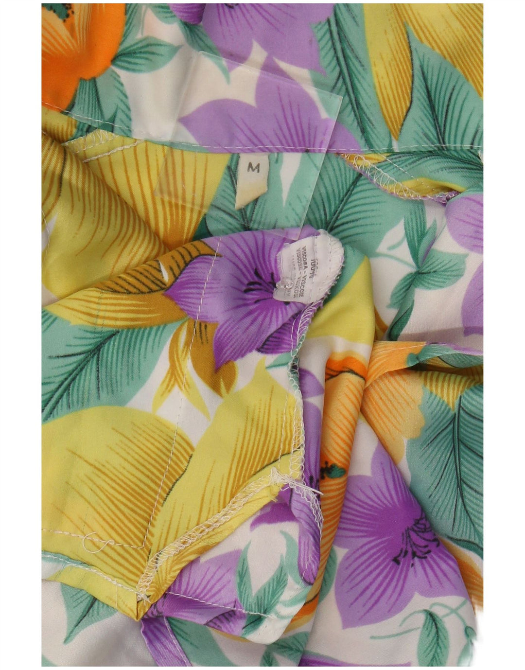 Camicetta camicia vintage da donna UK 14 Viscosa floreale multicolore media