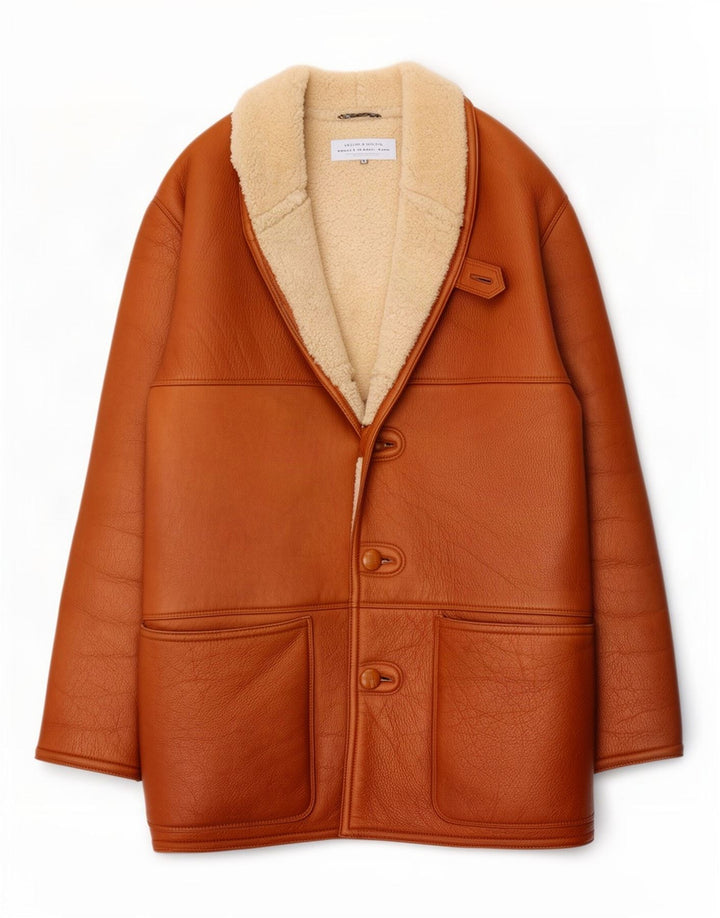 Giacca in shearling da uomo Lamatta UK 40 grande marrone
