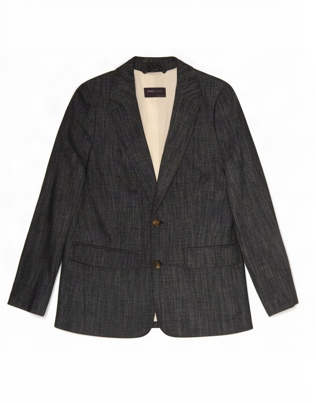 Giacca blazer a 2 bottoni Marks & Spencer da donna UK 8 piccola in cotone blu navy
