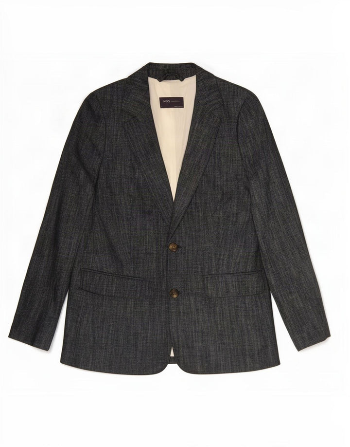 Giacca blazer a 2 bottoni Marks & Spencer da donna UK 8 piccola in cotone blu navy