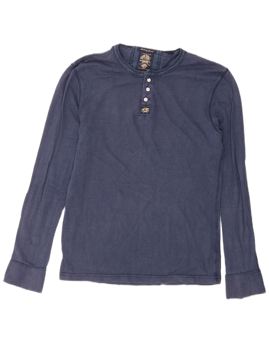 Top da uomo a maniche lunghe Superdry 2XL in cotone blu navy