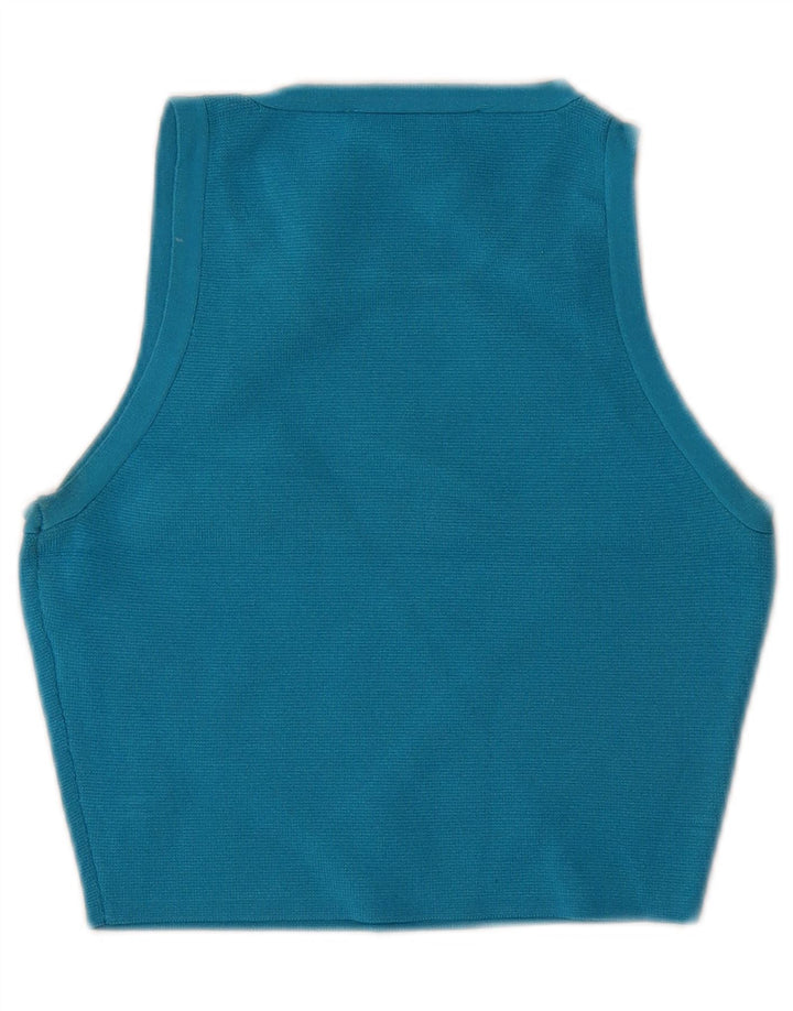 Canotta corta da donna Zara UK 8 piccola in viscosa blu