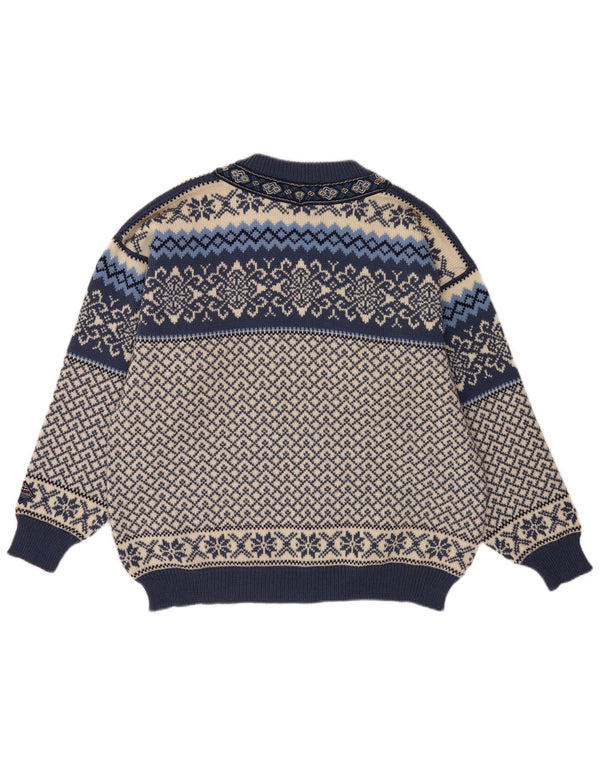 Maglione cardigan da uomo Nordstrikk XL blu Fair Isle lana vergine