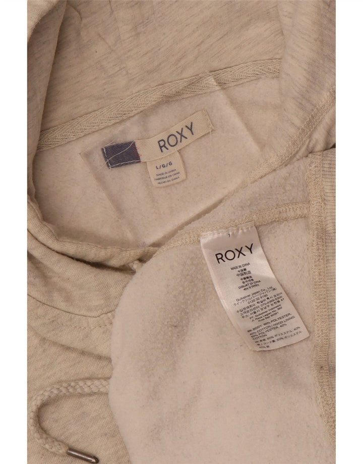 Felpa con cappuccio grafica da donna ROXY UK 16 Grande poliestere screziato beige