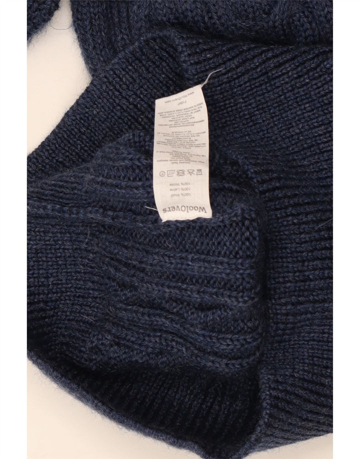 Maglione maglione girocollo da uomo WoolOvers lana media blu navy