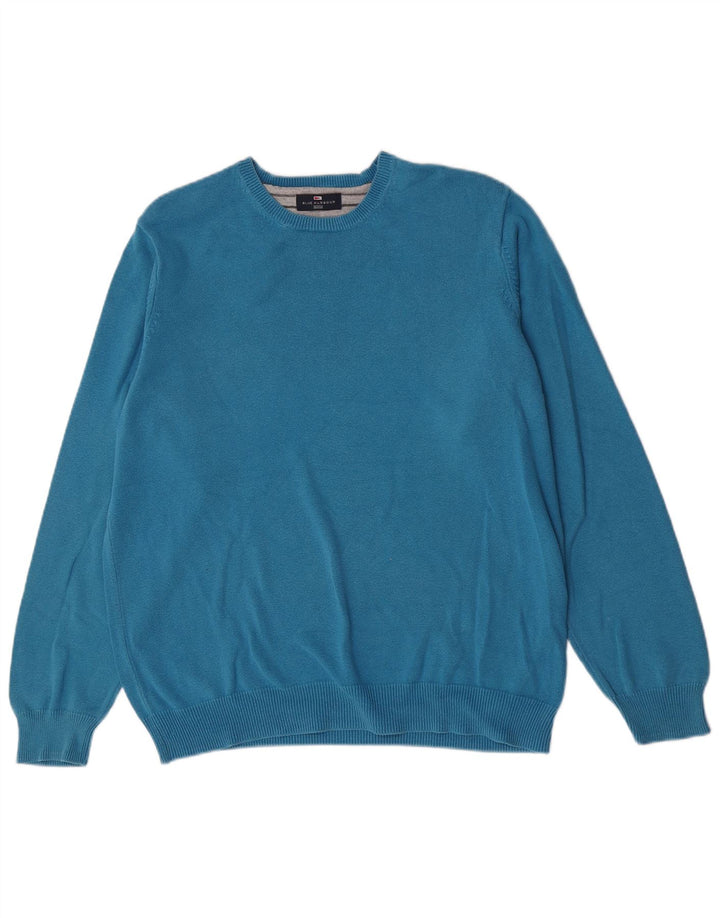 Maglione maglione girocollo da uomo Marks & Spencer blu Harbour in cotone XL
