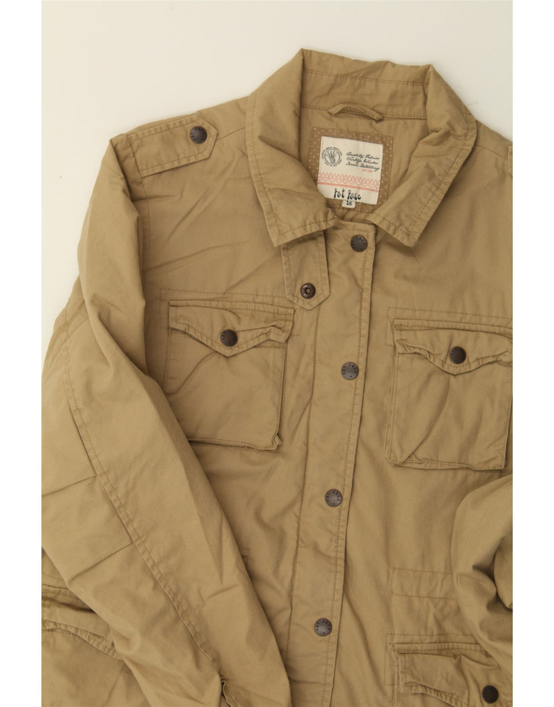 FAT FACE Womens Military Jacket UK 16 Large Beige Polyester Vintage Fat Face and Second-Hand Fat Face from Messina Hembry 