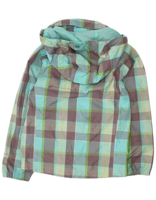The North Face Girls Hooded Rain Jacket 5-6 Years XS Green Check